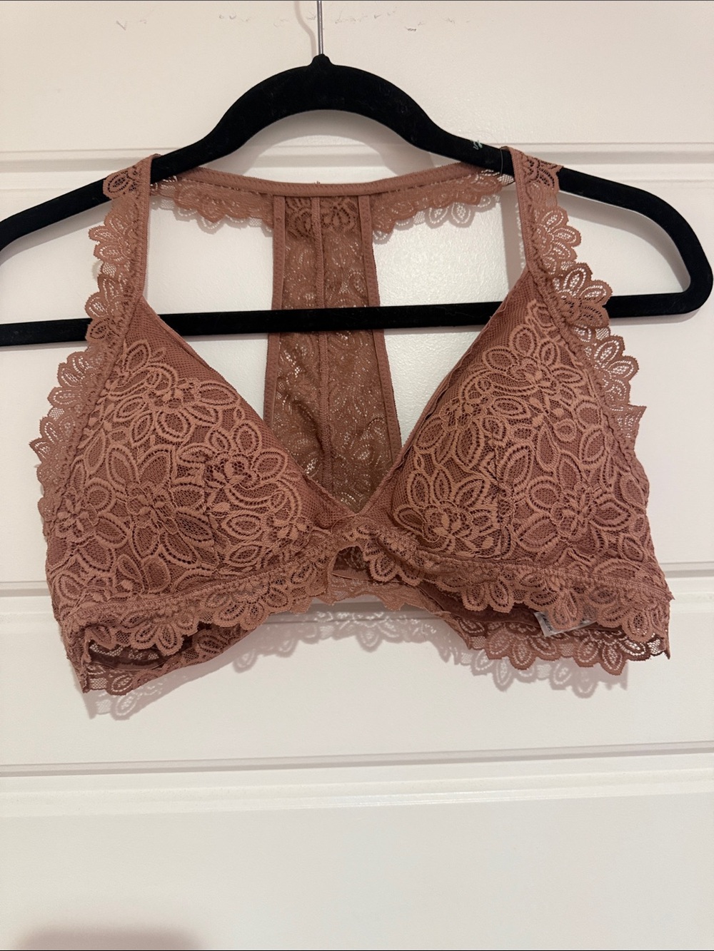 aerie Lace Racerback Bralette in Mauve Brown